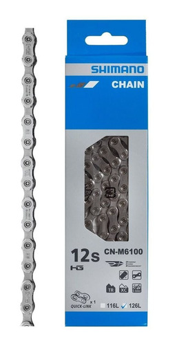 Corrente Shimano  Cn-m6100 Com 126 Elos 12 Vel Com Quick Lin