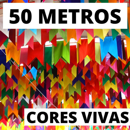 50 Metros Bandeirinha Papel Festa Junina Bandeirola Promoção