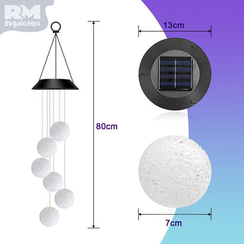Serie De Luz Solares Tipo Campanas De Viento, Luces Led Mult