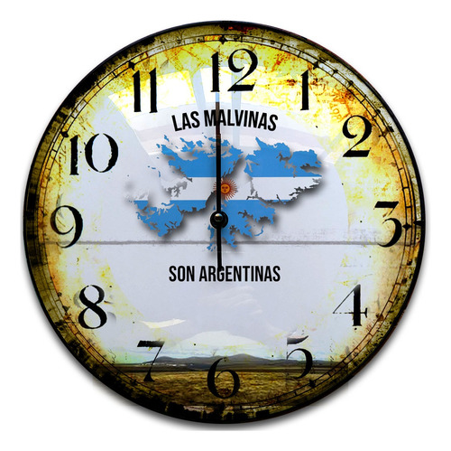 Reloj De Pared 30 Cm Las Islas Malvinas Son Argentinas Dorado Oscuro Islas Malvinas