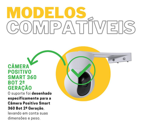Suporte Quina Parede P/ Câmera Positivo Smart 360 Bot 2a Gen
