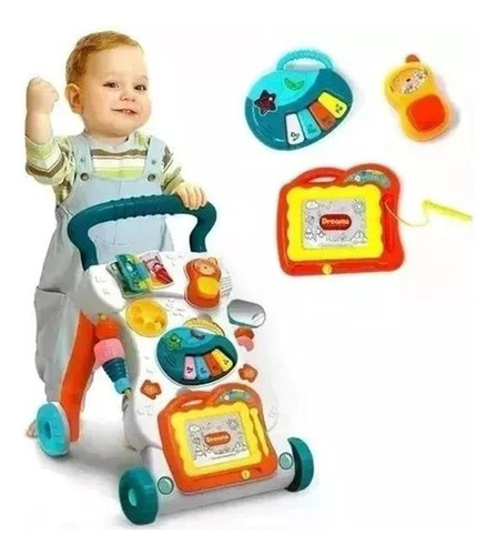 Imagen 2 de 3 de Caminador Bebe Luz Sonido Set De Actividades Priori Color Blanco