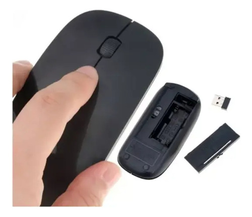 Mouse Inalámbrico Optico 1600 Dpi Ergonómico Pc Notebook Negro
