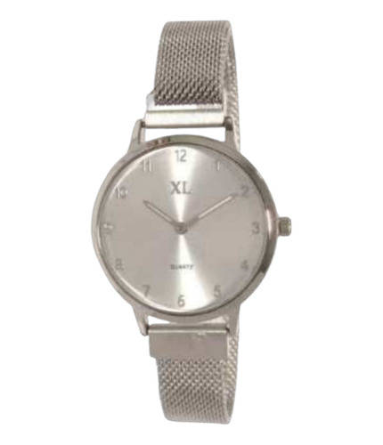 Reloj Mujer Xl Extra Large Malla De Metal Plateado L0119