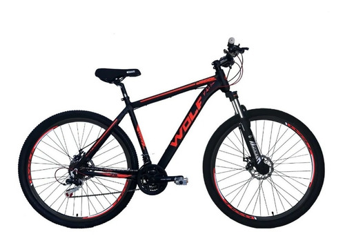 Mountain bike Wolfbike MTB Wolf  2023 R29 M 21v frenos de disco mecánico color negro/rojo  