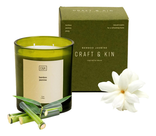 Craft & Kin 12oz Bamboo Jasmine Vela Para El Hogar | Velas |
