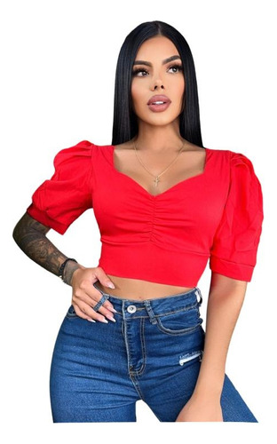 Crop Top Blusas Camiseta Manga Corta Bombacha Para Dama