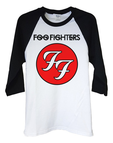 Polera Raglan 3/4 Foo Fighters Logo Rock Abominatron