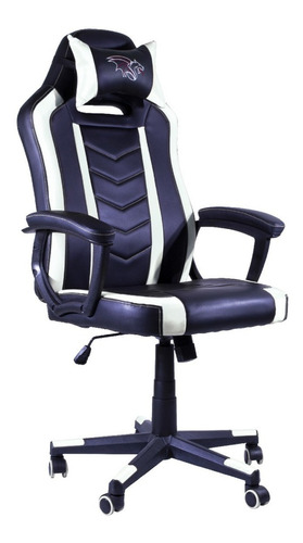 Silla de escritorio Seats And Stools Fire gamer ergonómica  negra y blanca con tapizado de cuero sintético