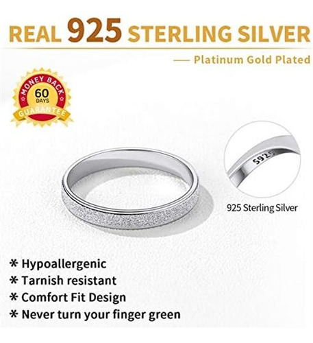 Chicsilver 3 Mm 925 Anillos De Plata Esterlina Anillos De Co