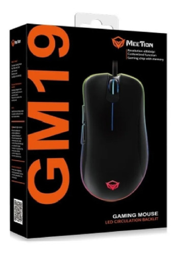 Imagen 9 de 9 de Mouse Gamer Meetion Gm19 Dpi 6400 Con Luz Rgb Negro Pc Ps4