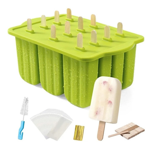 Molde Silicona Helados Paleta + Accesorios Preparación - En