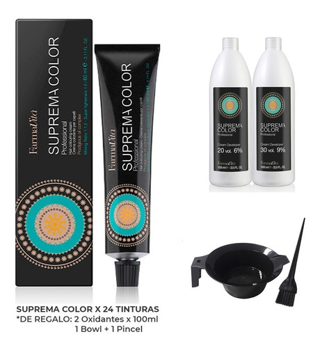 Imagen 1 de 7 de Tintura Suprema Color X60grs Pack X24u+2oxidantes Farmavita