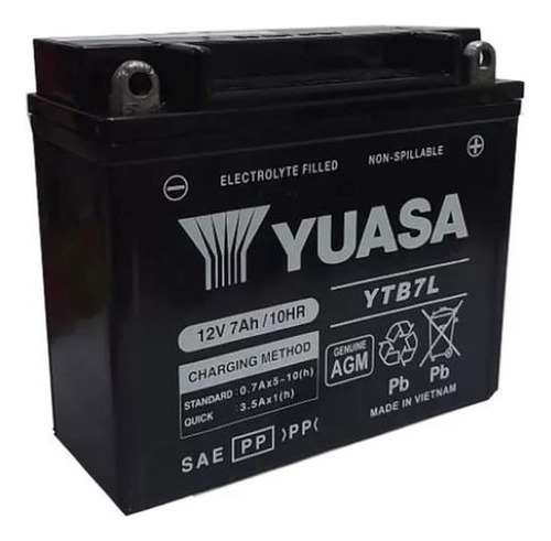 Batería Moto Yuasa Ytb7l Compatible Con Modelo 12n7b-3a