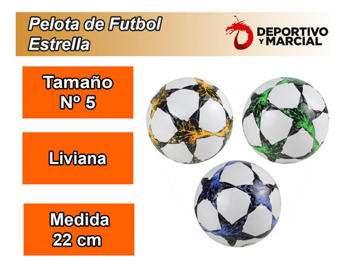 Pelota De Futbol N° 5 Estrellas Pvc Niños Juego Recreativo