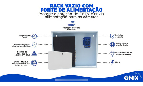 Rack Caixa Metálica 3000 Onix Vazia Com Fonte 12v 5 Amperes