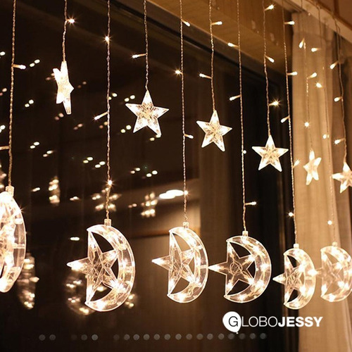 Imagen 4 de 10 de Luces Led Blancas Media Luna Y Estrellas 3metros