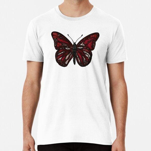 Remera Black And Red Butterfly Illustration Algodon Premium 