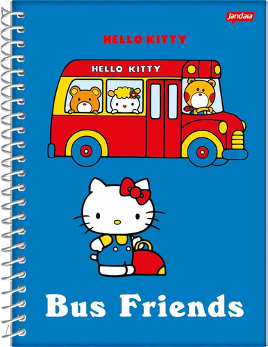 Caderno Espiral Hello Kitty Azul Jandaia 1 Matéria 80 Folhas