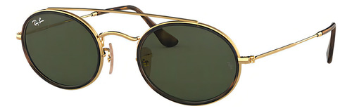 Anteojos de sol Ray-Ban I-Shape Oval Double Bridge talle Extra large armazón polished gold y lente green