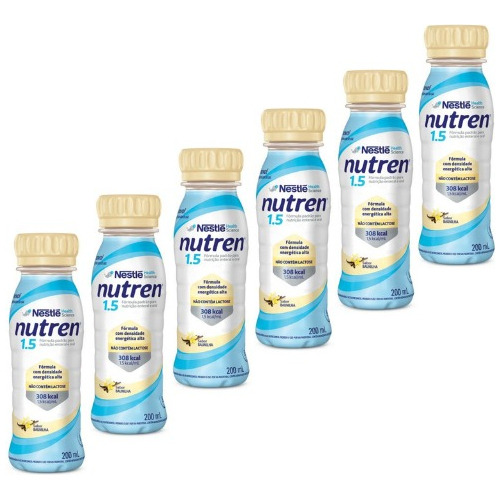 Suplemento em líquido Nestlé  NUTREN Nutren 1.5 vitaminas Nutren 1.5 sabor  baunilha em garrafa de 200mL 6 un  pacote x 6 u