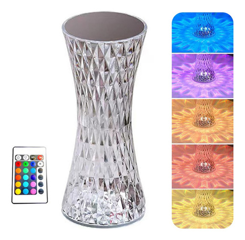 Lámpara De Mesa De Cristal Luz Nocturna Led Para Dormitorio Blanco