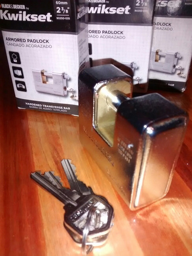 Imagen 3 de 10 de Candado Acorazado Padlock Kwikset B&d Traba Horizontal 60 Mm