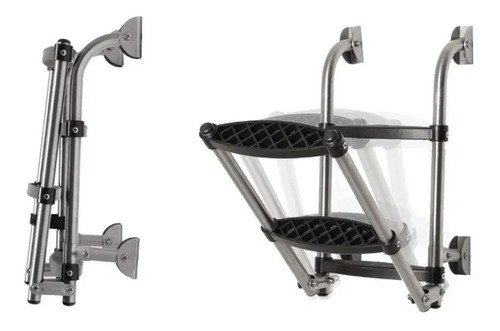 Imagen 2 de 4 de Escalera Náutica Plegable 3 Esc Acero Inox- Barcos Lanchas
