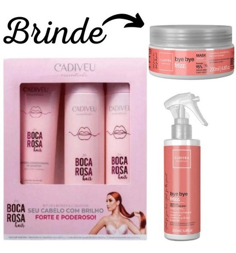 Home Care Boca Rosa + Fluído+  Máscara Bye Bye Frizz Cadiveu