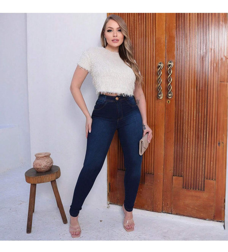 Calça Jeans Feminina Skinny Fashion Cintura Alta Modeladora