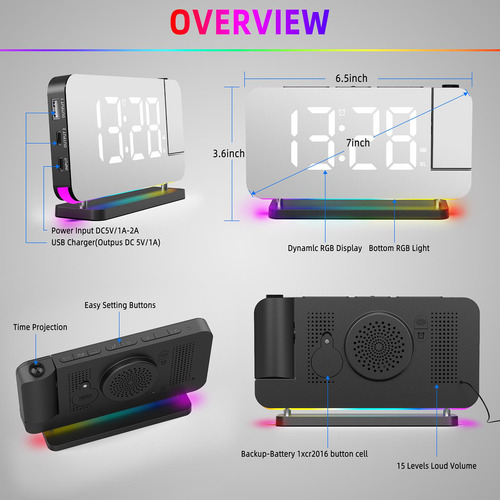 Reloj Despertador Digital Led, Reloj De Proyección,