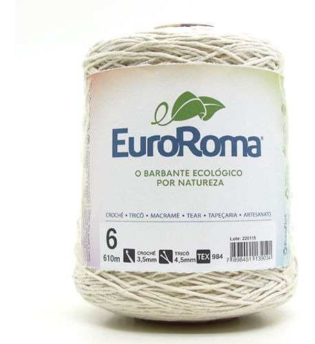 Barbante Euroroma Cru 600g 4/6 - 6 Fios - 610m