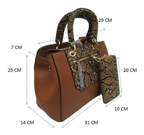 Imagen 4 de 4 de Bolso De Dama Con Cartera Estampado De Serpiente Vel5gt60