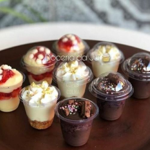 120 Mini Copo Tampa Bolha 25 Ml Verrine P/ Festa E Casamento