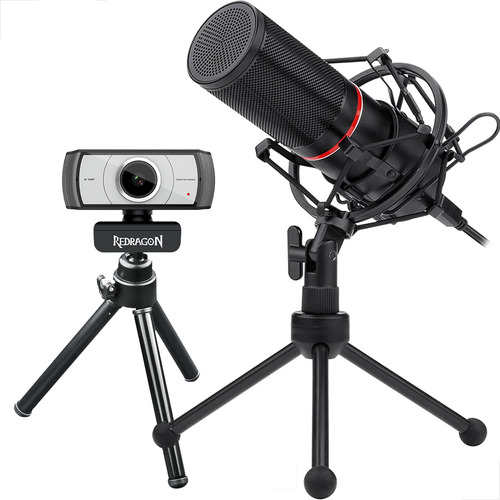 Kit Streaming Redragon Microfone Blazar Gm300 Webcam Apex 2 