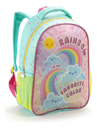 Mochila Escolar Infantil De Costas Feminina Arco Iris