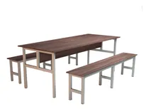 Comprar Mesa Refeitório 8 Lugares Com 2 Bancos Metal Wood Design