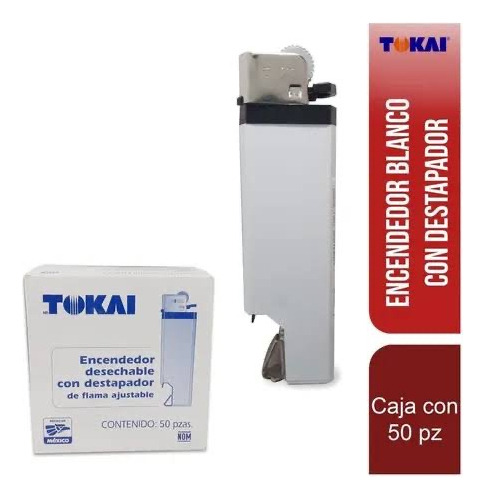 Tokai Encendedor Blanco Con Destapador Caja Con 50 Pz