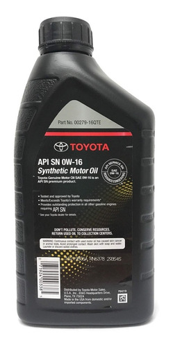 Aceite Toyota 0w-16 Sintético