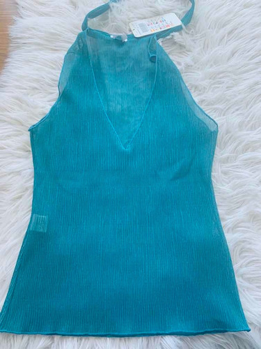 Remera Musculosa Zara Turquesa Importada De España Unica