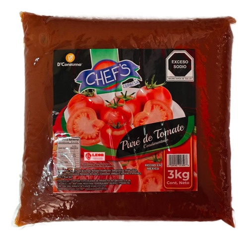 Pure De Tomate Condimentado 9kg En Bolsa Chefs Gourmet