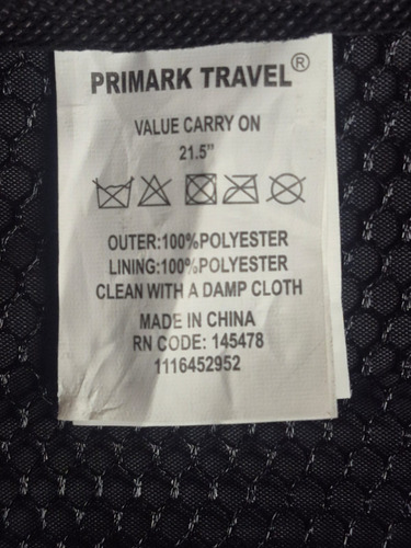 Carry On - Valija Chica Primark, Para Cabina 21.5 Negro Lisa (Usado)