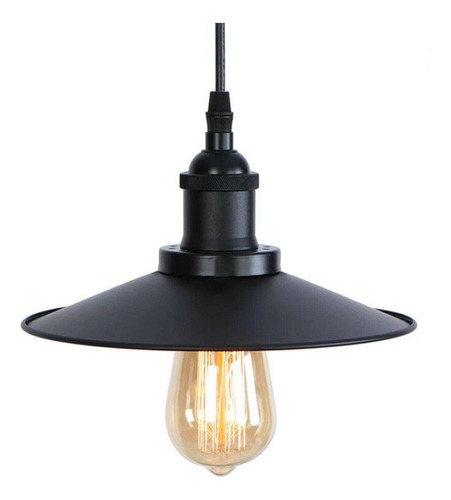 Lámpara Colgante E-27 Vintage Sigis Pro Negra Con Ampolleta