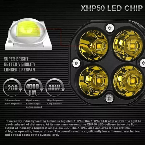 Pc Par De Faros Led Cuadrados Blancos O Amarillos,