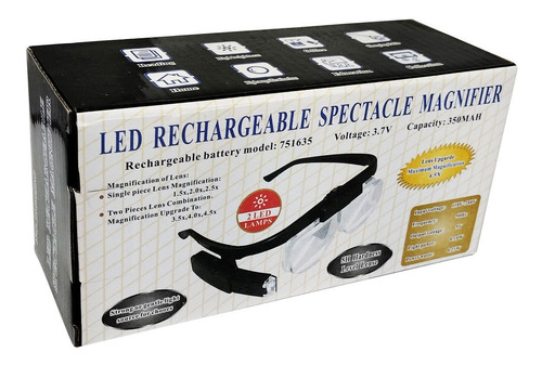 Lupa Lente Recargable Con 3 Lentes De Aumento No.11642dc