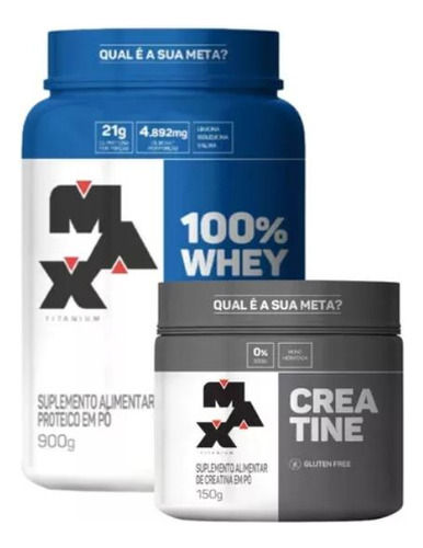 Kit 100% Whey Pote 900g + Creatina 150g Sabor Chocolate