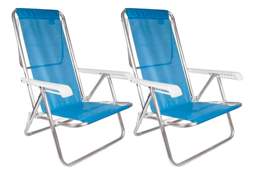 Set 2 Reposeras 8 Posiciones Aluminio Liviana Camping