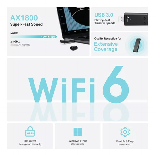 Adaptador Usb-a Gigabit W-ifi 6 Dual Band Archer Tx20u 1.8gb