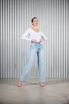 Comprar Jeans Wide Leg Celeste Clásico Mujer Cenitho Largo