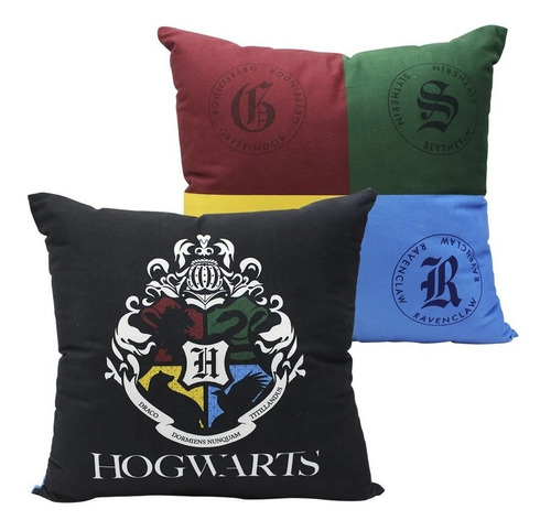 Almofada Criativa 40x40 Veludo Harry Potter Casas Hogwarts